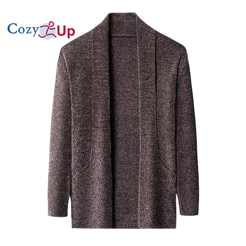 Cozy Up Men's Fall Long Sleeve Chunky Knit Cardigan Draped Open Front Cocoon Sweaters Coat with Pockets