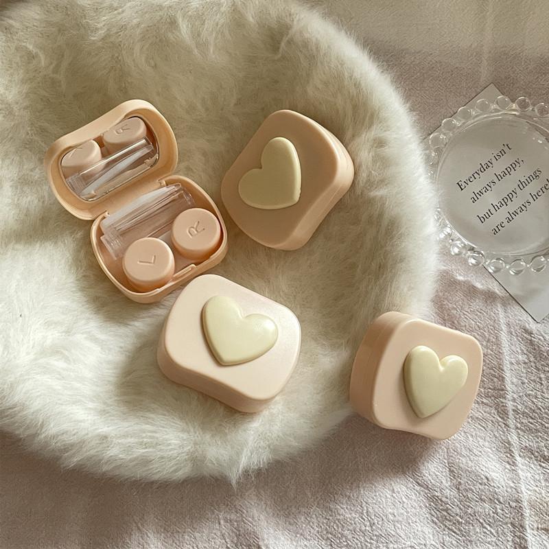 1 Stück Herz-Kontaktlinsenbehälter, durchsichtiger Farbbehälter für die Augenpflege, Kontaktlinsenbehälter für Frauen für unterwegs, Mini-Kontaktlinsenbehälter