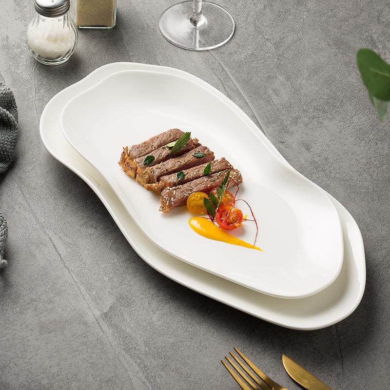 Creative Japanese Plate Irregular Shaped Long Plate Fish Plate High-End Sushi Plate Hotel Long Plate Ceramic Tableware