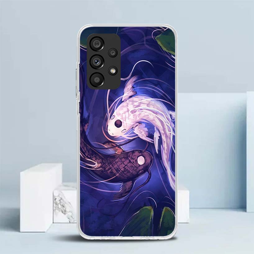 Japan Koi Fish Yin Yang Art Soft Cover for Samsung Galaxy A17 A37 A57 A16 A26 A36 A56 A15 A14 A55 Phone Case A13 A53 A25 A35 A24