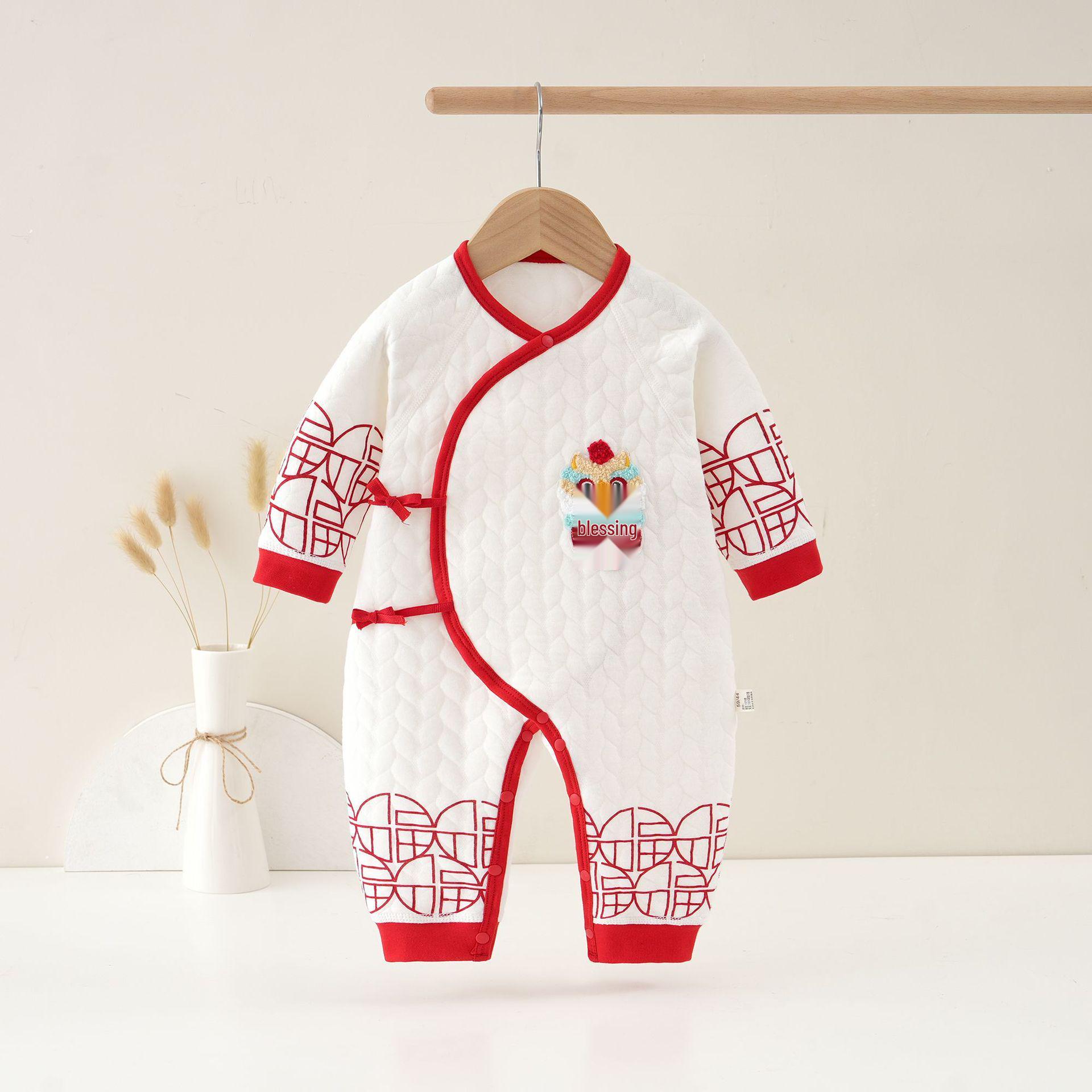 

Утепленный стеганый комбинезон для новорожденных - Теплый осенне-зимний детский костюм для ползания, пижама для мальчиков и девочек 59 cm