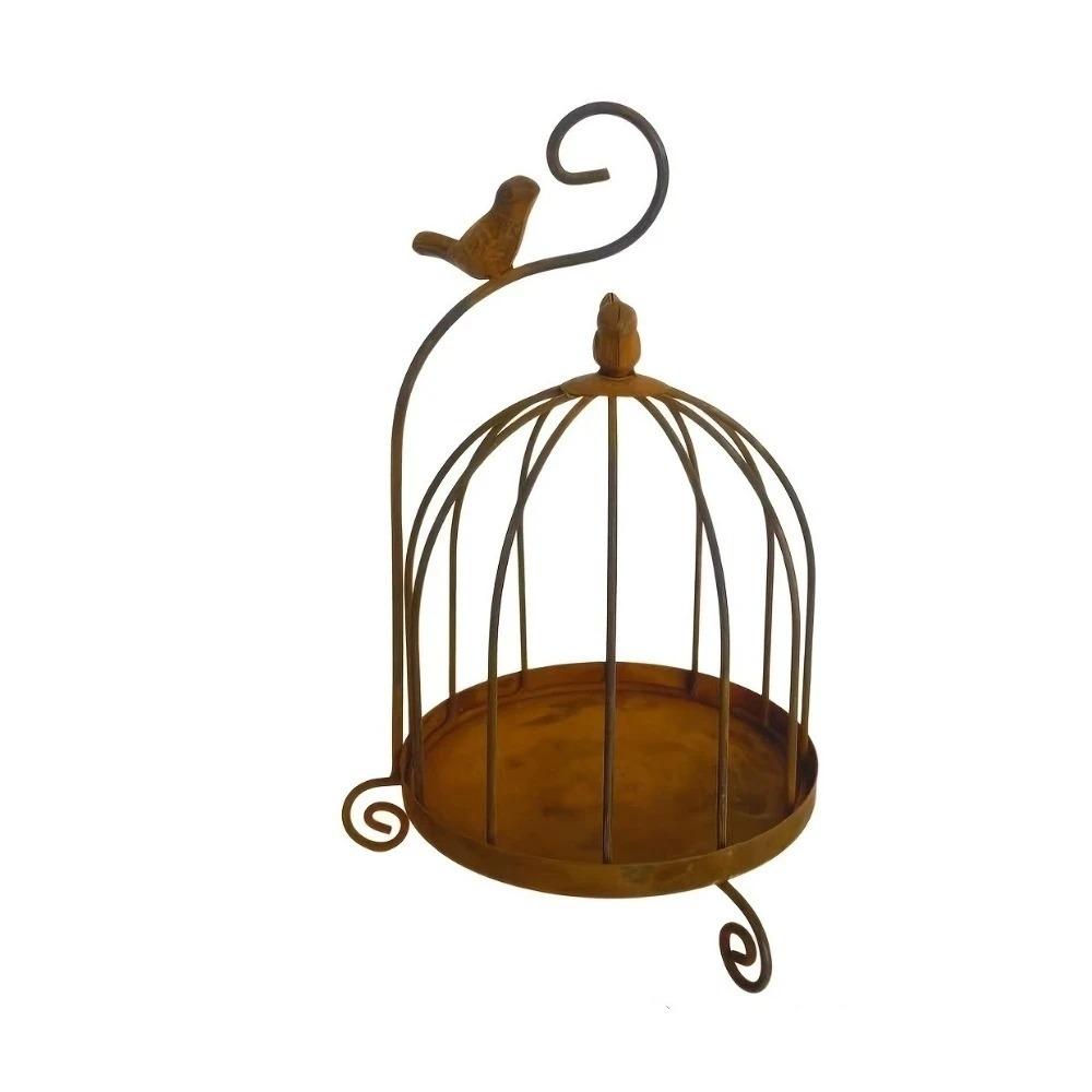 Large Capacity Bird Feeding Station Bird Cage Shape Bird Food Container Bird Rest Station Garden