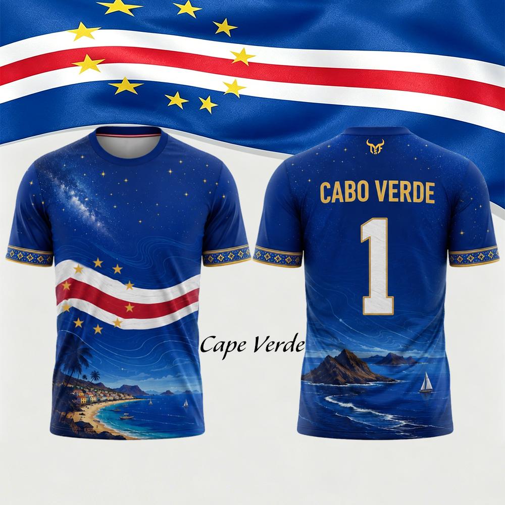Cape Verde Flag Landscape Print Jersey Men's Quick-drying And Breathable Sports Soccer T-shirt Unisex Street Casual Top