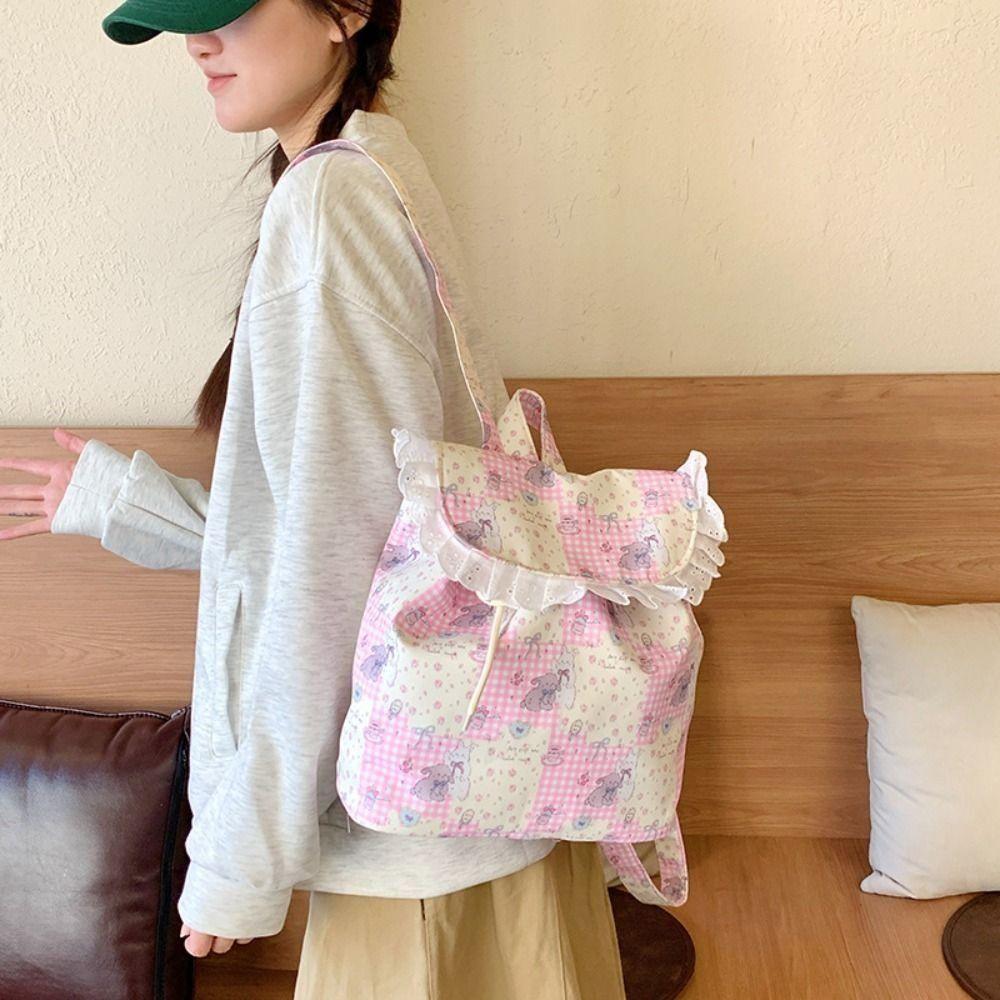 

Outdoor Ruffles Backpack Kawaii Travel Schoolbag Korean Drawstring Backpack for Teenager Style 1