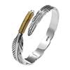 Retro Distressed Feather & Leaf Unisex Bangle – Trendy Women's Accessory