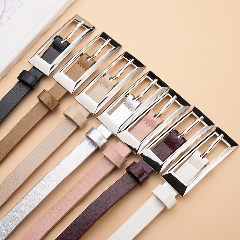 Ceinture Rectangulaire en Cuir Gras Ceinture Simple pour Robe Ceinture Fine Ceinture à Boucle Japonaise Femmes