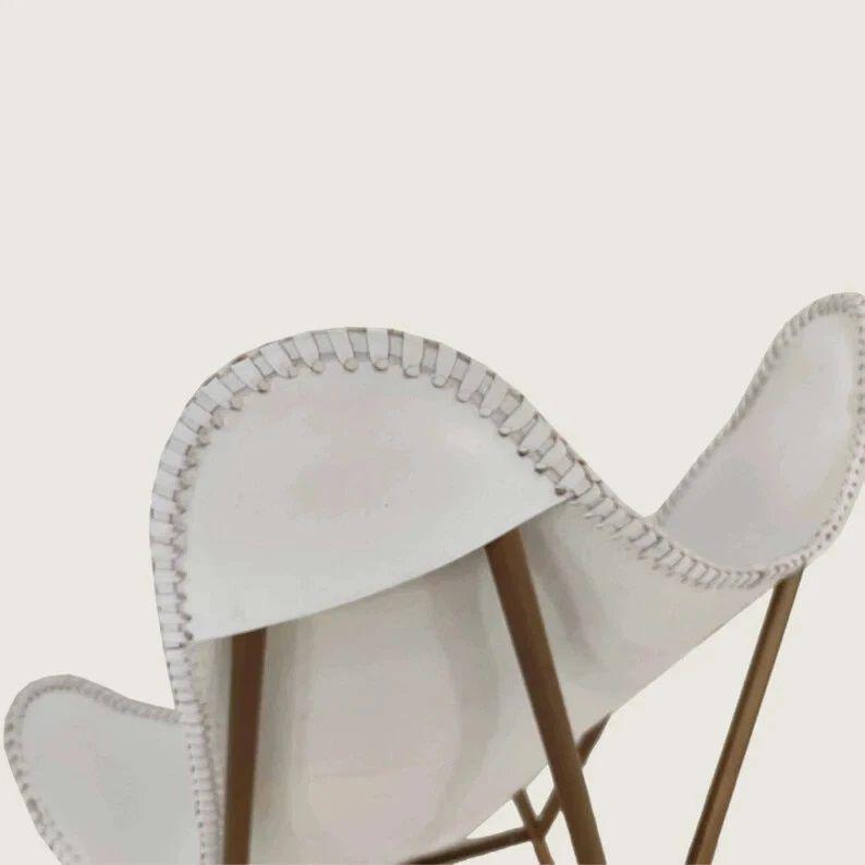 Bílé kožené křeslo motýl Kožené akcentní křeslo obývací pokoj Nábytek