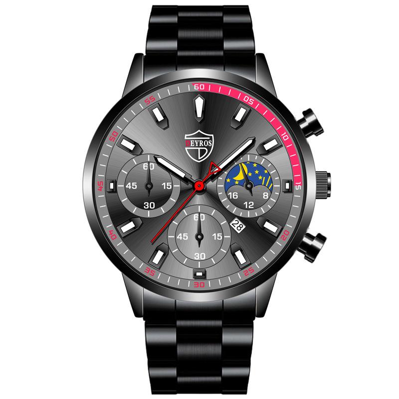 Stilvolle, einfache Uhr Herren Edelstahl Uhr Kalender Quarzuhr Herren personalisierte Casual Uhr