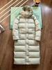 New Lulu nine-grid medium and long white duck down over the knee down jacket hooded thickened autumn and winter women's coat