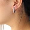 Hot Sale Bling Silver Plated Huggie Hoops Stainless Steel Rectangle Zircon Earrings for Women Wedding Party Jewelry