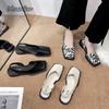 fashion All-Match Closed Toe Sandals Fashion Womens Shoes 2024 Suit Female Beige Med Block Heels Shallow Mouth Luxury Black Summer Shoes