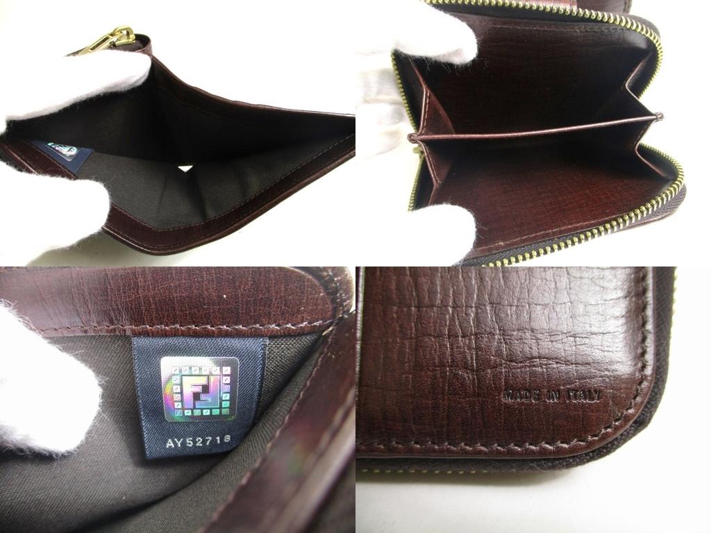 Authentic FENDI Zucca Canvas Brown Leather Bifold Wallet Compact Wallet #a466  Refurbished