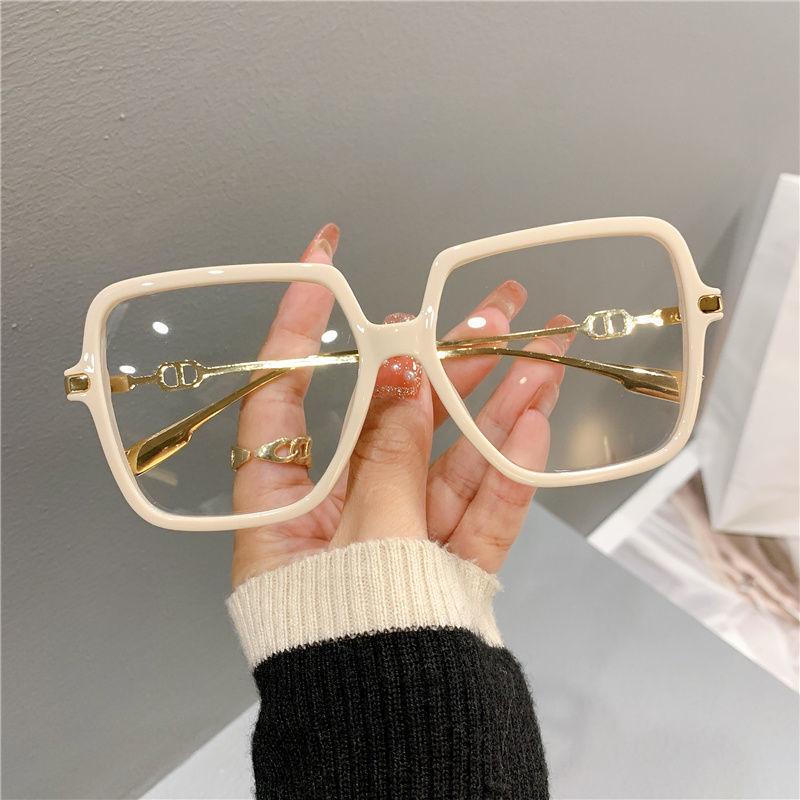 New D Type Anti-blue Glasses Large Square Frame Network Red Street Photo Frame Korean Version Plain Face Literary Flat Light Mir