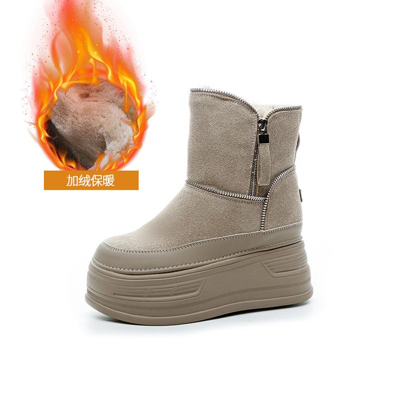 Snow Boots Women's 2025 Season New Thick-soled Inner Height Increase Small Short Boots Cold-proof and Hairy Casual Warm Women's Boots