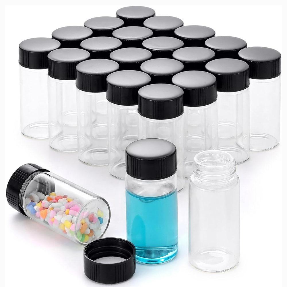 

20-Pack 20ml Glass Vials with Screw Caps - Small Vials for Essential Oil, and Specimen Samples - Clear Bottles with Lids 20ml