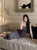 Mature Style Mature Woman Tight Solid Color Spaghetti Strap Dress for Women, New Autumn Slimming Fitted Hip-hugging Mermaid Long Dress