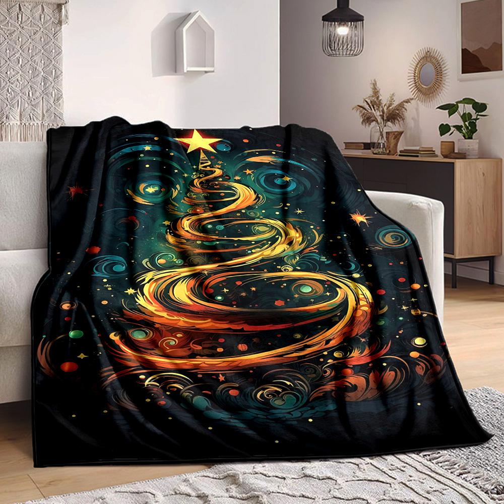 1pc Christmas Tree Blanket, Lightweight Flannel Throw Blanket for Sofa, Bed, Travel, Camping, Living Room, Office, Couch, Chair, and Bed