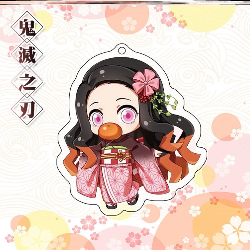 Keychain Pendant Anime Demon Slayer Kimetsu No Yaiba Kamado Tanjirou Double Sided HD Bag Pendant Gift For Fans Cosplay Props Jewelry Gift