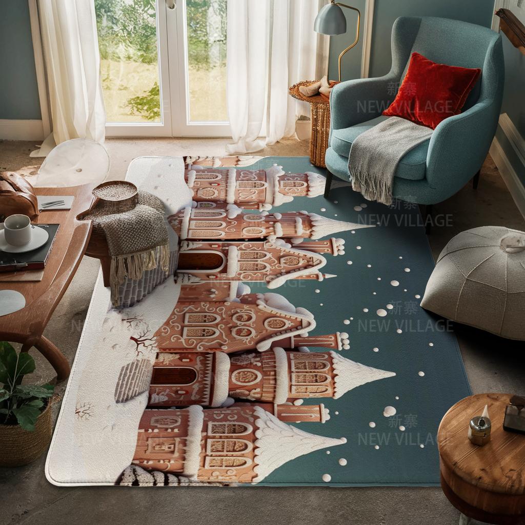 House Entrance Carpet Home Door Mat Living Room Bath Foot Bathroom Non-slip Water Absorption Rugs Bath Merry Christmas Winter