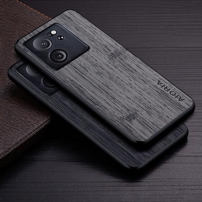 Custodia per Xiaomi 14 13 12 12S 11 10 13T 12T 11T Pro Ultra Lite Custodia in pelle di bambù con motivo in legno Custodie di lusso
