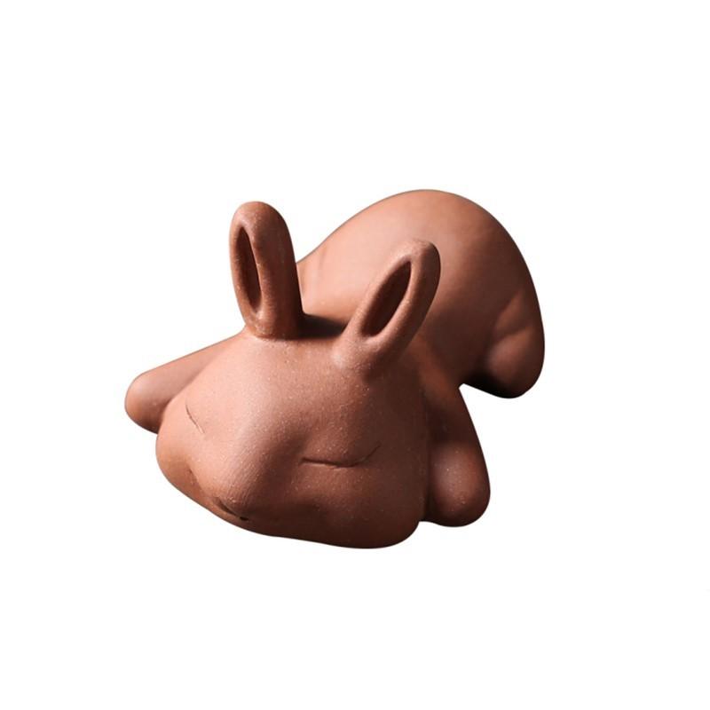 1pc Yixing Handmade Purple Clay Tea Pet Rabbit Statue Tea Figurine Ornament Boutique Tea Table Accessories Home Decoration