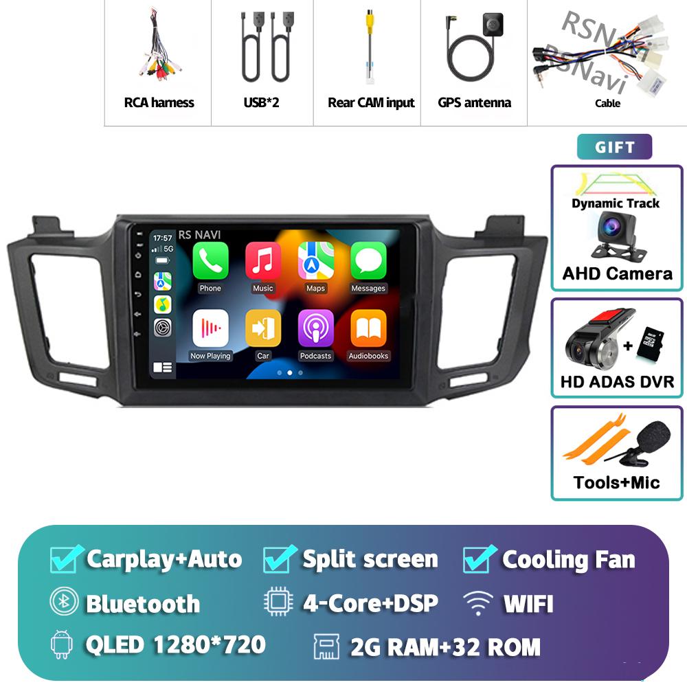 Android 14 Carplay Auto For Toyota RAV4 2012 - 2018 Car Radio 2Din Player Multimedia Srereo 360 Camera Navigation Video GPS DVD