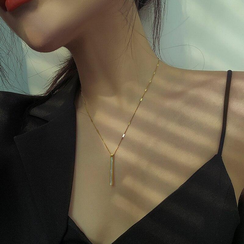 Lüks Kabuk Uzun Kolye Kolye Kadınlar Için Basit Moda Altın Renk Klavikula Zincir Kolye Gerdanlık Kore Takı Parti Hediye YSL