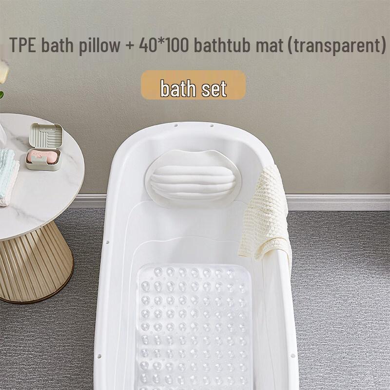TLXT Bathtub Bath Pillow with Transparent Mat