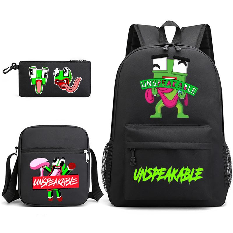 Zaino Inspeakable Set da 3 Pezzi, Zaino Studente di Grande Capacità con Borsa Pranzo e Astuccio, Resistente all'Acqua, Durevole
