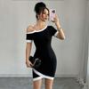 Women's Royal Sister Intellectual Dress Spring and Summer New Sloping Collar Single Strap Hip-covering Short Skirt