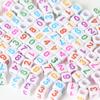 100Pcs Square Acrylic Letter Beads Random Mixed Alphabet Loose Beads For Diy Children'S Jewelry Making Crafts 6X6Mm