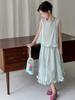 Girls' Summer Fresh Style 2026: Sleeveless Ruffle Top & Bud Skirt Two-Piece Set for Kids