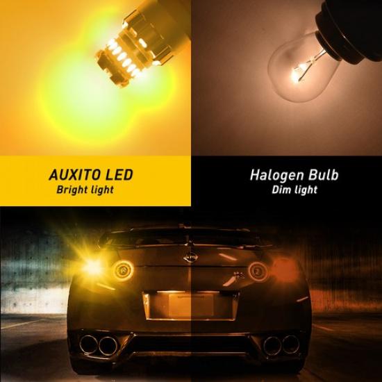 LED Front Turn Signal Blinker Light Bulbs 1156 7506 3497 Amber Yellow 3000K 2X B