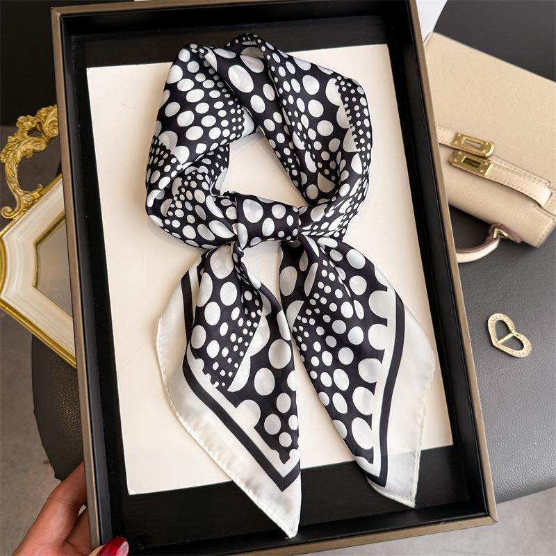 Art commuter style simulation silk printing silk scarf square scarf high-end shawl sunscreen neck small square scarf headscarf scarf