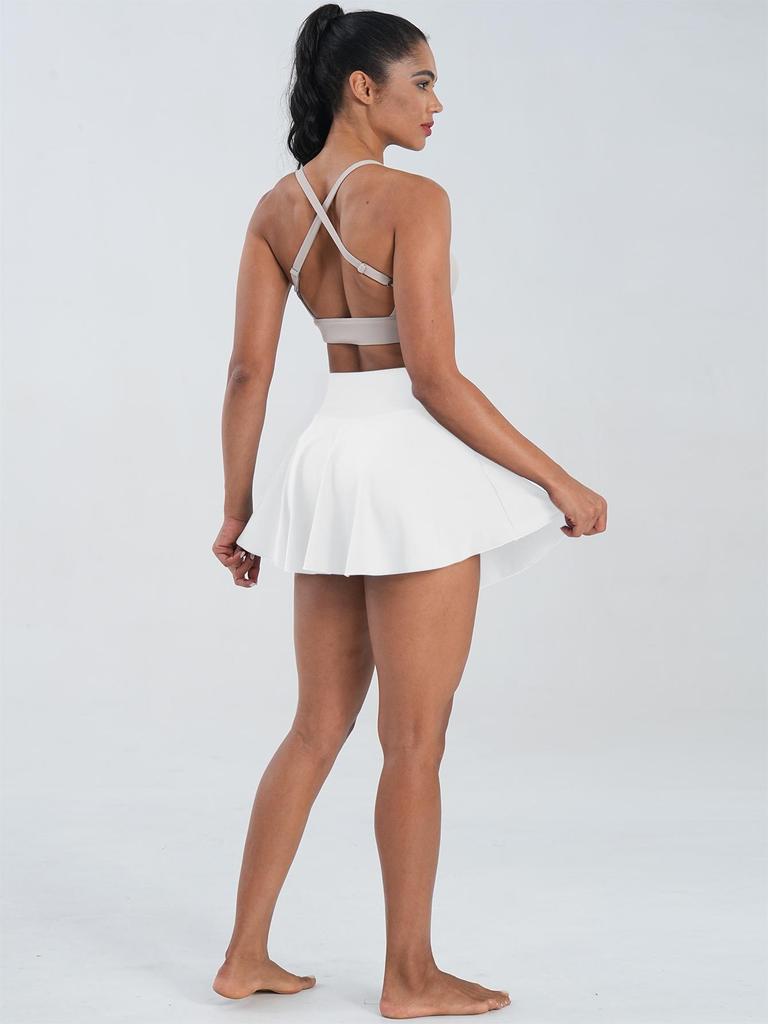 Women's Pleated Tennis Skirt with Shorts - Sport Golf Skort with Pockets, Ideal for Fitness and Running