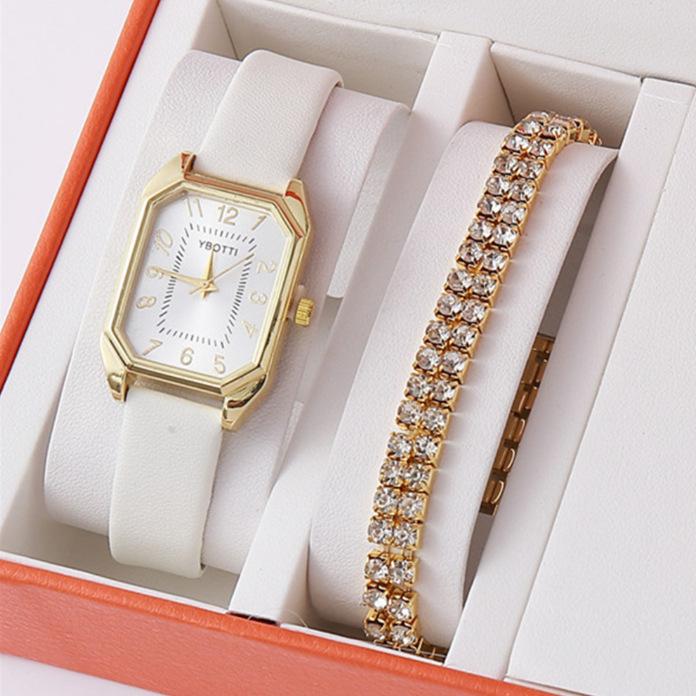 New Square Roman Watch Gem Bracelet Set Square Belt Square Gem Bracelet Set Watch