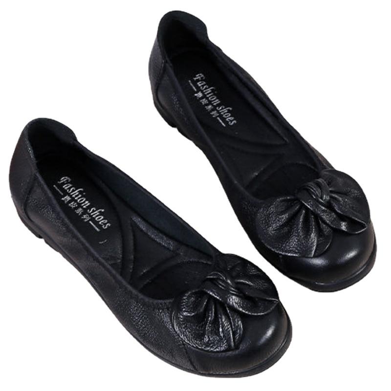 

Туфли для женщин, новые весенние и осенние женские туфли на плоской подошве, однотонные, с круглым носком, с бабочкой и неглубокой горловиной, Zapatillas De Mujer 40 чёрный