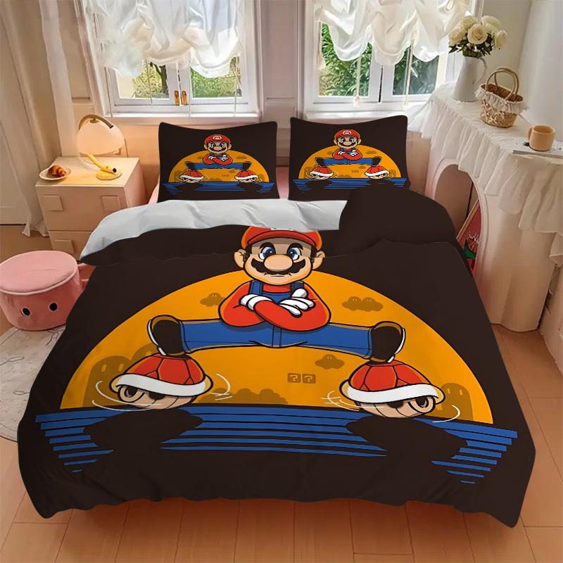 3pcs bedding set Mario Includes 1 Comforter + 2 Pillowcases, Without Pillow Inserts, Soft Comfortable,a0909163