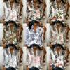 Women Satin White Base Vintage Floral Print Shirt Long Sleeve Lapel Button‑Down Blouse Elegant Office Casual Ladies Multi‑Color Top