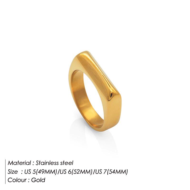 eManco 18K Gold Stainless Steel Ring - Smooth Punk Hip Hop Style for Men & Women