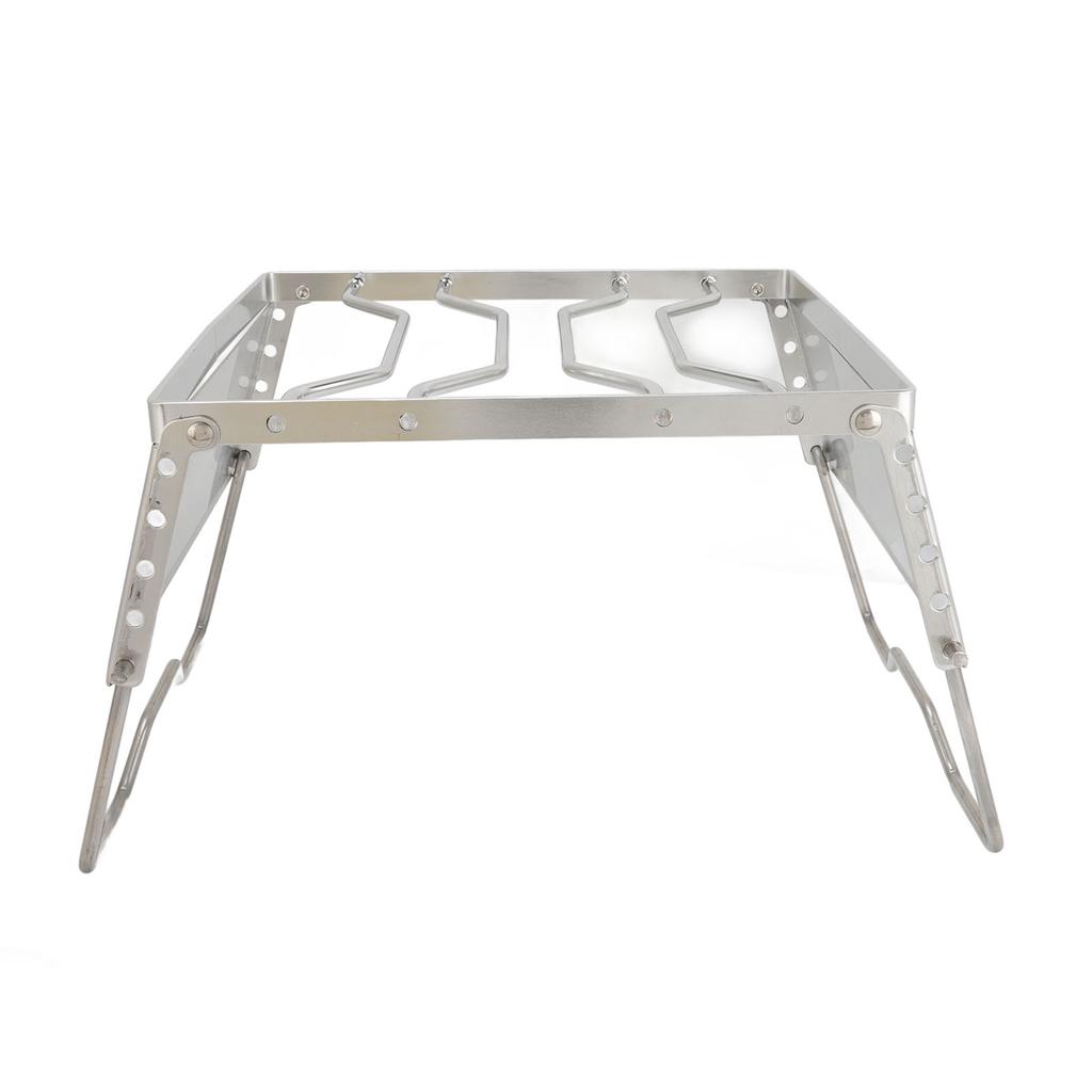 Stove Stand Rack Stainless Steel Silver Foldable Multifunctional Portable Picnic Pot Bracket for Camping Traveling