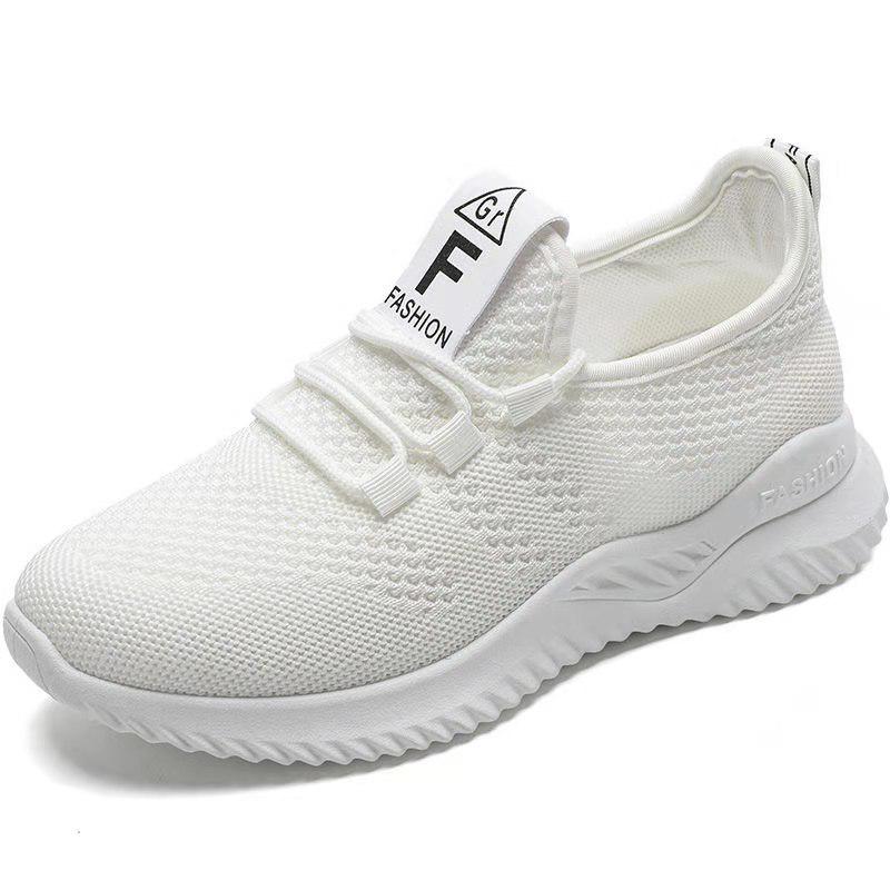 Women's Flyknit Mesh White Sports Shoes - Spring/Summer Korean Style, Breathable Sneakers for Students