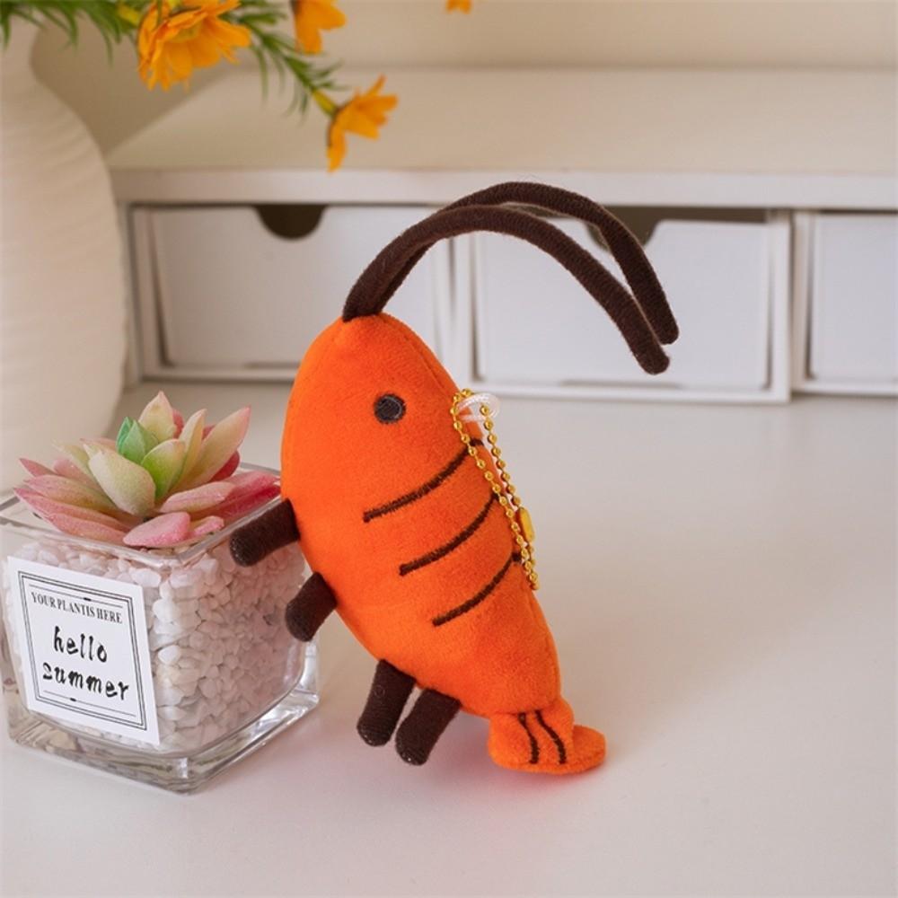 Stuffed Shrimp Plush Toy Pendant Funny Design Shrimp Plush Doll Keychain Birthday Gifts