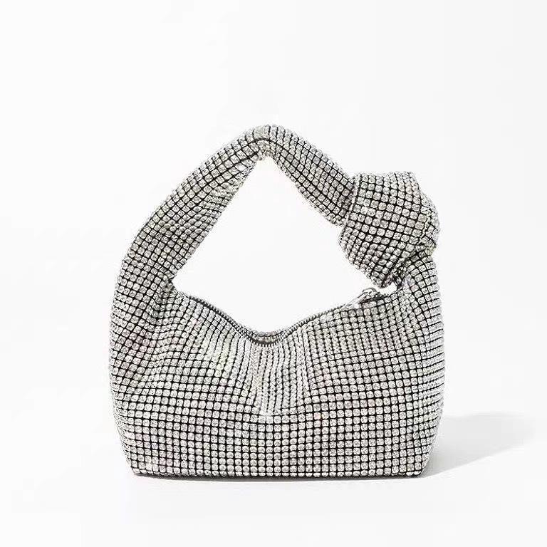 Взрывной Алмаз Воды Полностью Алмазный Набор Сумка-Узел под Мышку Взрывной Высококлассная Мода Вечерняя Женская Сумка Серебристый