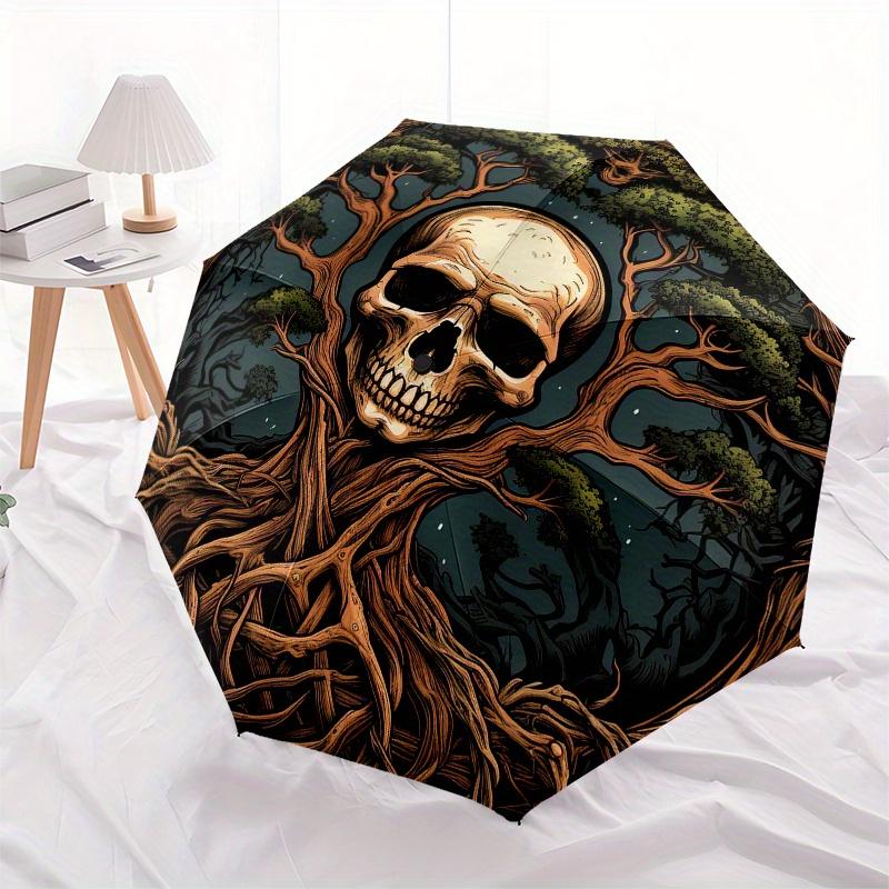 Spooky Tree of Life Sticker: Unique Skull Design for Any Surface!Umbrella, Portable 3-Fold Compact Umbrella for Men & Women Gift