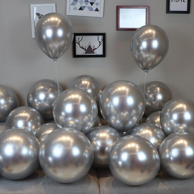 

Black And White Balloons Silver Birthday Party Ceremony Decoration Engagement Confession Proposal Scene Store Opening Arrangement 50 10-inch metal silver balloons