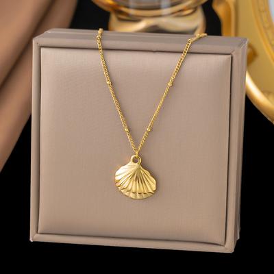 2025 New Stainless Steel Necklace for Women Starfish Shell Pearl Necklace Gold Shell Pearl Pendant Necklace Summer Gift