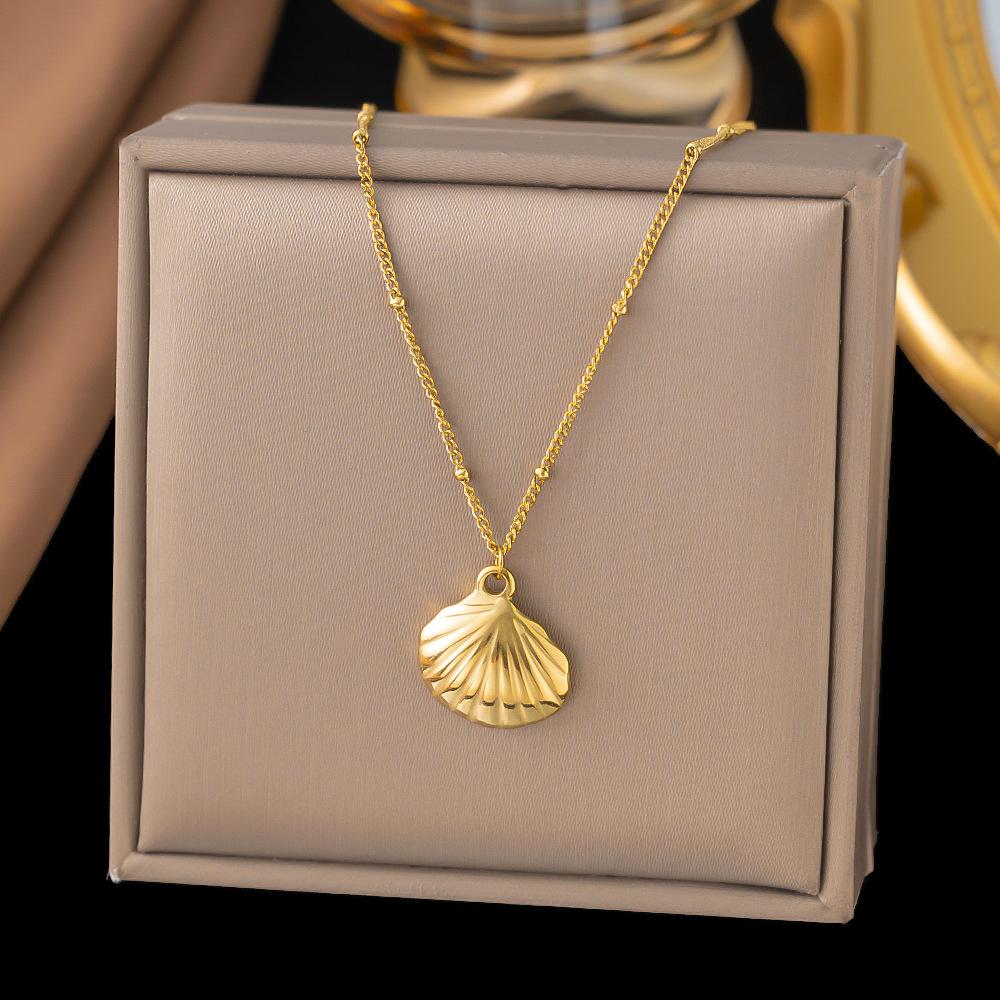 Fashion Shell Charms Chain Pendant Necklace 18K Gold Plated Stainless Steel Necklace Bracelet Anklet For Women  Gift