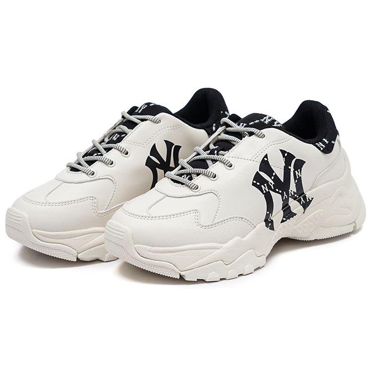 MLB Big Ball Chunky Dia Monogram Synthetic Leather Vintage Print Wear-Resistant Increased Height Low-Top Dad Shoes Unisex Sneakers 3ASHCDM2N-50BKS