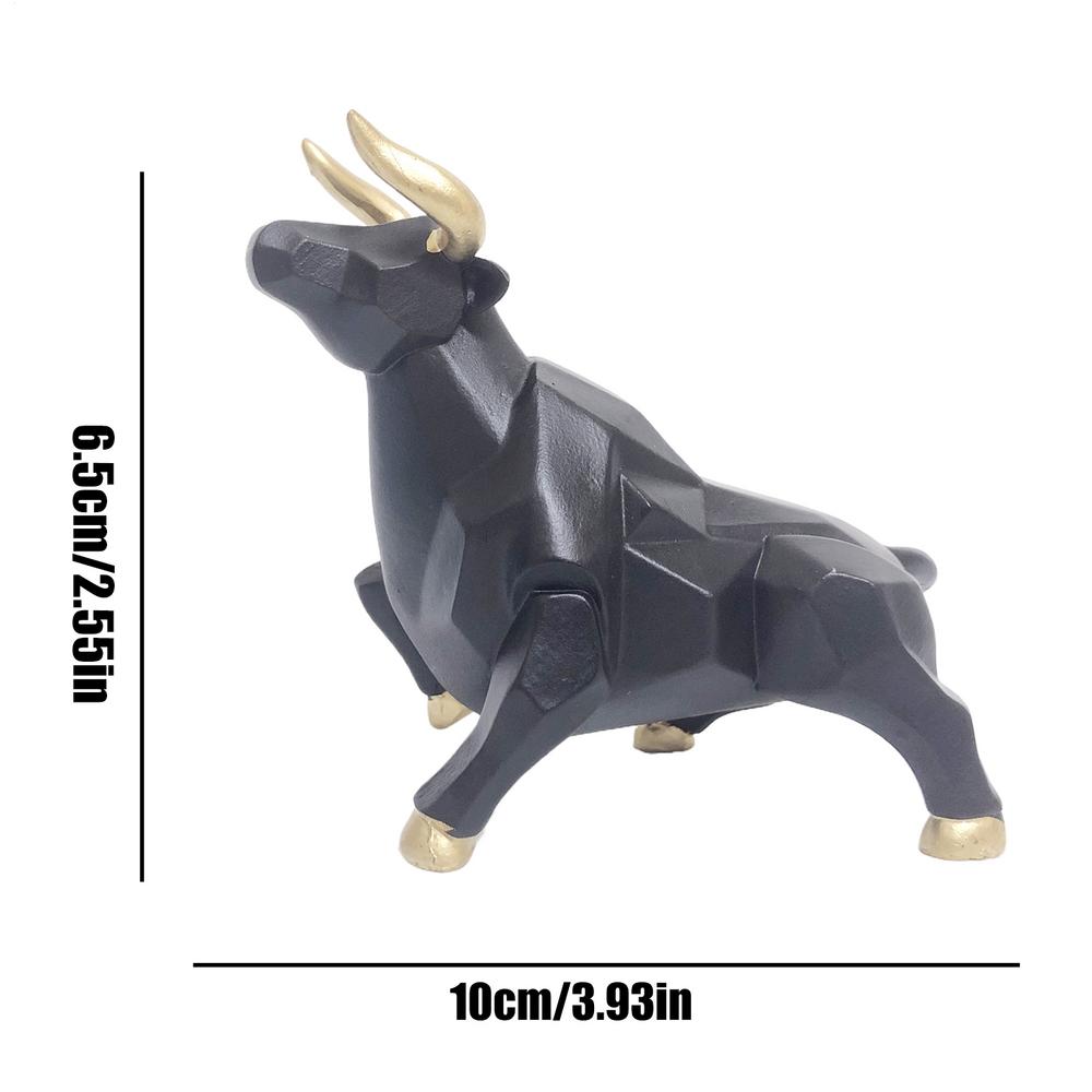 Okse Statue Geometrisk Resin Okse Dekor Hjemmedekorasjon for Venner Familie Kontorer Rom Skrivebord Nattbord Bokhylle Skrivebord